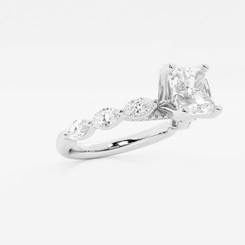 1.91 ctw Asscher Lab-Grown Diamond Marquise Side Stone Engagement Ring in Platinum for Women | Colorless E, VS1 Clarity, IGI Certified 1.50 ct Center Diamond