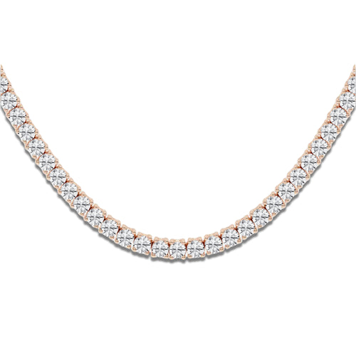 10 ctw Round Lab Grown Diamond Four-Prong Tennis Necklace 14K Rose Gold, DE, VS1
