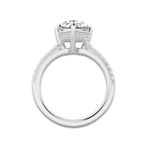 2.77 ctw Heart Lab-Grown Diamond Hidden Halo Side Stone Engagement Ring in 18K White Gold for Women | Colorless D, VVS1 Clarity, IGI Certified 2.50 ct Center Diamond