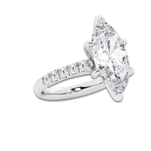 7.55 ctw Marquise Lab-Grown Diamond Pave Engagement Ring in 14K White Gold for Women | E Color, VS1 Clarity, IGI Certified 7.00 ct Center Diamond
