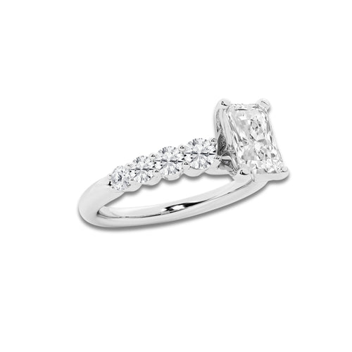 1.54 ctw Radiant Lab-Grown Diamond Side Stone Engagement Ring in Platinum for Women | Colorless E, VS1 Clarity, IGI Certified 1.00 Ct Center Diamond