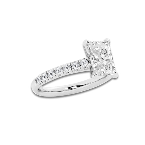 2.41 ctw Radiant Lab-Grown Diamond Pave Engagement Ring in Platinum for Women | E Color, VS1 Clarity, IGI Certified 2.00 ct Center Diamond