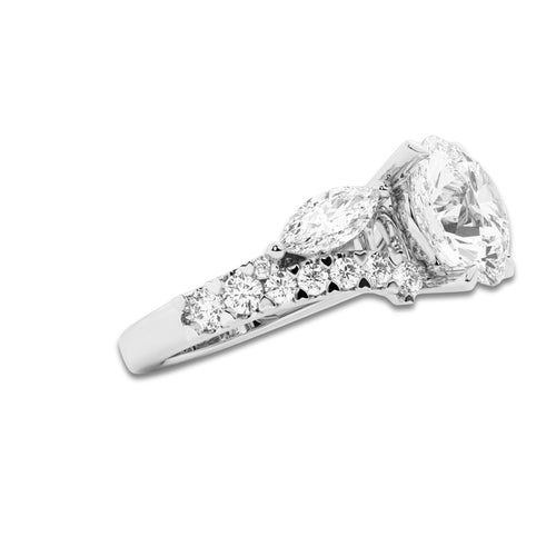 5 1/2 ctw Round Lab Grown Diamond Engagement Ring Platinum, D, VVS | 4 ct Center