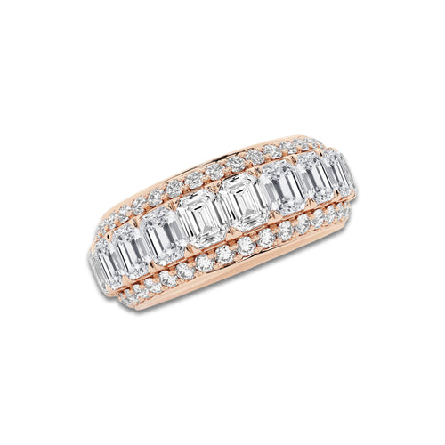 Lexi 5 ctw Framed Emerald and Round Lab Grown Diamond Eternity Band - 8.25mm Width 14K Rose Gold, DE, VS1
