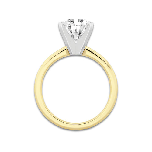 2.50 ctw Round Lab-Grown Diamond Minimalist Engagement Ring in 14K White Gold And Yellow Gold for Women | D Color, VVS1 Clarity, IGI Certified