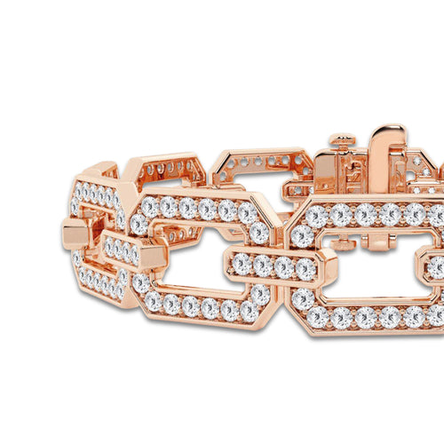 5 ctw Round Lab Grown Diamond Open Link Pave Bracelet - 7 Inches 14K Rose Gold, DE, VS1