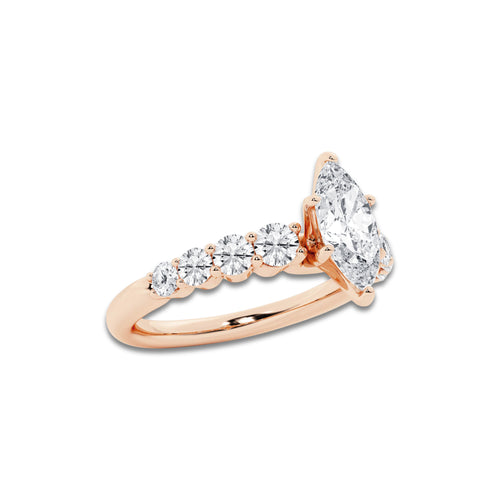 1.54 ctw Marquise Lab-Grown Diamond Side Stone Engagement Ring in 14K Rose Gold for Women | Colorless D, VVS1 Clarity, IGI Certified 1.00 Ct Center Diamond