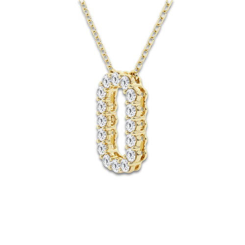 2/5 ctw Round Lab Grown Diamond Initial O Personalized Pendant 14K Yellow Gold, DE, VS1