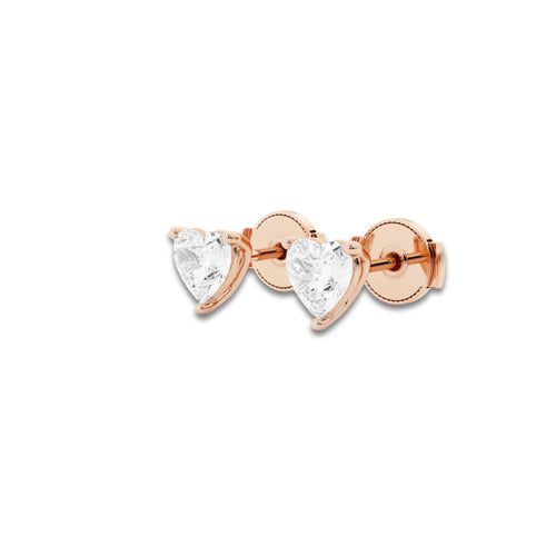 näas Ethereal 1 ctw Heart Lab Grown Diamond Stud Earrings 14K Rose Gold, E, VS1