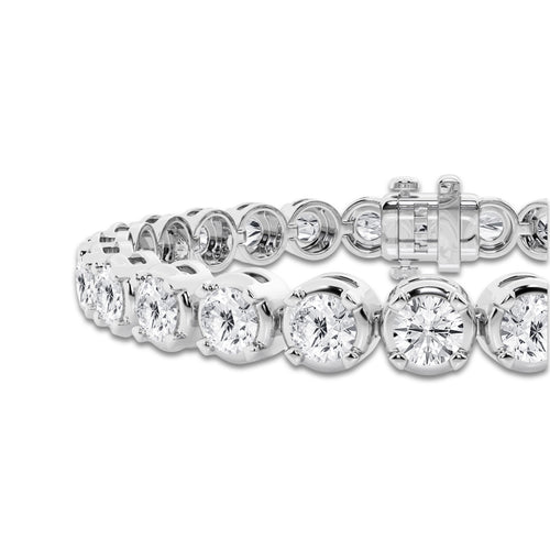 12 ctw Round Lab Grown Diamond Four Prong Tennis Bracelet -6 Inches 14K White Gold, DE, VS1