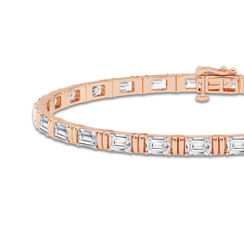 13 ctw Emerald Lab Grown Diamond Tennis Bracelet - 8.5 Inches 14K Rose Gold, DE, VS1
