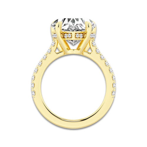 4.34 ctw Heart Lab-Grown Diamond Hidden Halo Side Stone Engagement Ring in 18K Yellow Gold for Women | Colorless E, VS1 Clarity, IGI Certified 4.00 ct Center Diamond