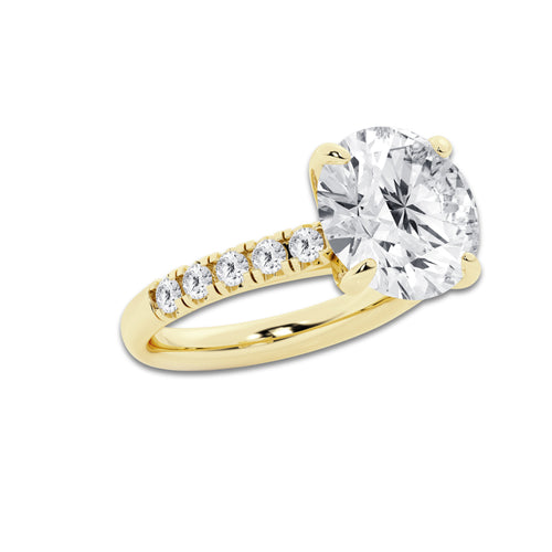 7.55 ctw Round Lab-Grown Diamond Pave Engagement Ring in 14K Yellow Gold for Women | E Color, VS1 Clarity, IGI Certified 7.00 ct Center Diamond