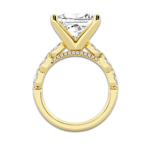 7.48 ctw Princess Lab-Grown Diamond Marquise Side Stone Engagement Ring in 14K Yellow Gold for Women | Colorless E, VS1 Clarity, IGI Certified 7.00 ct Center Diamond