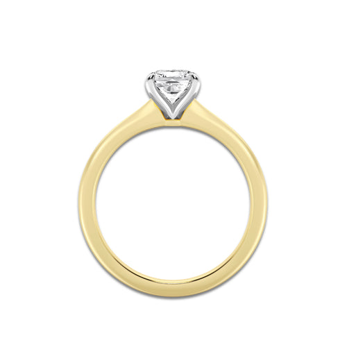 1.00 ctw Cushion Lab-Grown Diamond Solitaire Engagement Ring in 14K White Gold And Yellow Gold for Women | Colorless D, VVS1 Clarity, IGI Certified