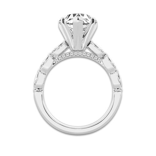 3.48 ctw Heart Lab-Grown Diamond Marquise Side Stone Engagement Ring in Platinum for Women | Colorless E, VS1 Clarity, IGI Certified 3.00 ct Center Diamond