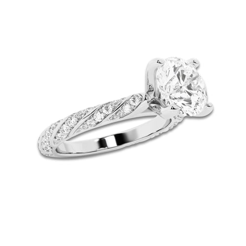 1.94 ctw Round Lab-Grown Diamond Twisted Band Engagement Ring in 14K White Gold for Women | Colorless E, VS1 Clarity, IGI Certified 1.50 ct Center Diamond