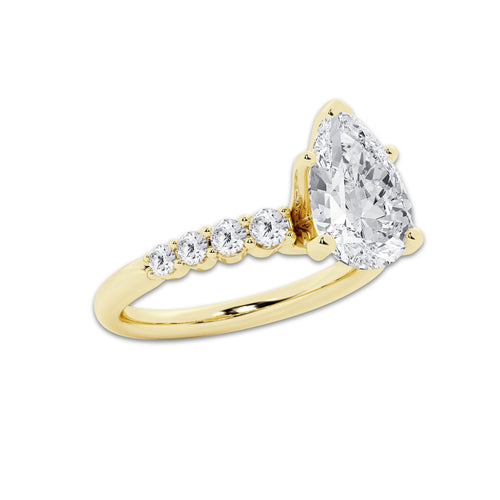 5.66 ctw Pear Lab-Grown Diamond Side Stone Engagement Ring in 14K Yellow Gold for Women | Colorless D, VVS1 Clarity, IGI Certified 5.00 Ct Center Diamond