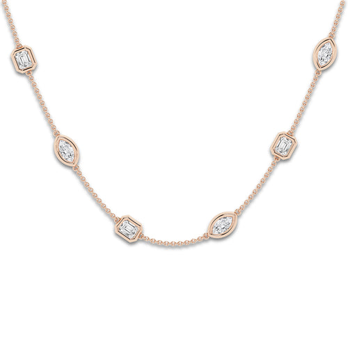 2 7/8 ctw Marquise and Emerald Lab Grown Diamond Station Necklace 14K Rose Gold, DE, VS1