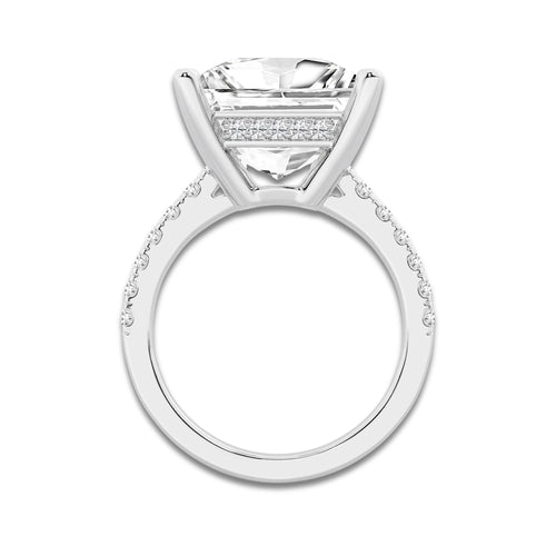 8.42 ctw Princess Lab-Grown Diamond Hidden Halo Side Stone Engagement Ring in 18K White Gold for Women | Colorless D, VVS1 Clarity, IGI Certified 8.00 ct Center Diamond