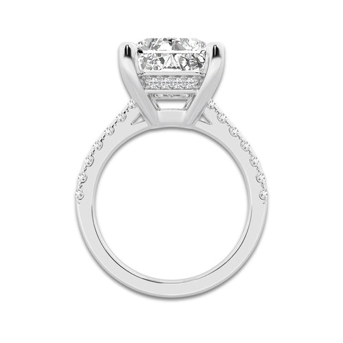 7.47 ctw Radiant Lab-Grown Diamond Hidden Halo Side Stone Engagement Ring in Platinum for Women | Colorless D, VVS1 Clarity, IGI Certified 7.00 ct Center Diamond