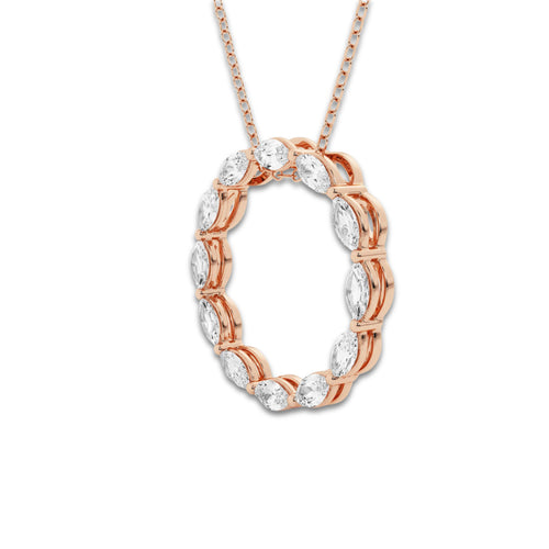1 ctw Marquise Lab Grown Diamond Circle Pendant with Adjustable Chain 14K Rose Gold, DE, VS1