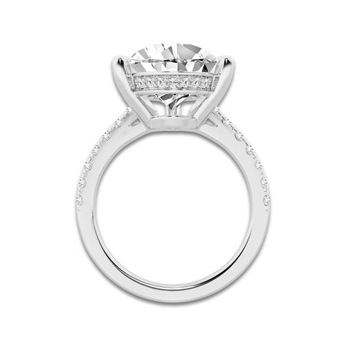 7.39 ctw Pear Lab-Grown Diamond Hidden Halo Side Stone Engagement Ring in 18K White Gold for Women | Colorless E, VS1 Clarity, IGI Certified 7.00 ct Center Diamond