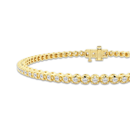 1 ctw Round Lab Grown Diamond Four-Prong Tennis Bracelet - 7.5 Inches 14K Yellow Gold, DE, VS1