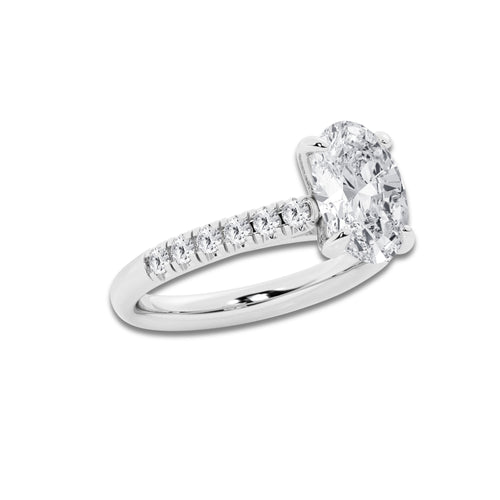 2.90 ctw Oval Lab-Grown Diamond Pave Engagement Ring in Platinum for Women | D Color, VVS1 Clarity, IGI Certified 2.50 ct Center Diamond