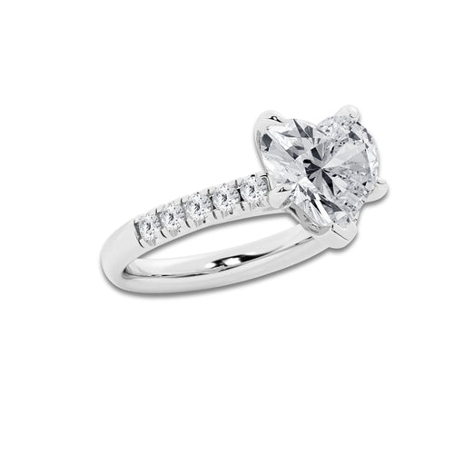 4.43 ctw Heart Lab-Grown Diamond Pave Engagement Ring in Platinum for Women | D Color, VVS1 Clarity, IGI Certified 4.00 ct Center Diamond