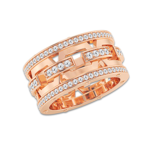 1 1/3 ctw Round Lab Grown Diamond Modern Mariner Eternity Band - 12.1mm Width 14K Rose Gold, DE, VS1
