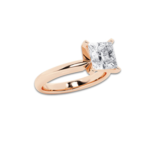 2.50 ctw Princess Lab-Grown Diamond Minimalist Engagement Ring in 14K Rose Gold for Women | E Color, VS1 Clarity, IGI Certified