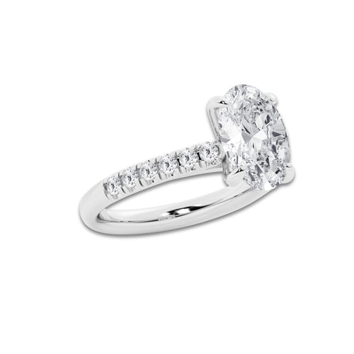 3.40 ctw Oval Lab-Grown Diamond Pave Engagement Ring in 14K White Gold for Women | D Color, VVS1 Clarity, IGI Certified 3.00 ct Center Diamond