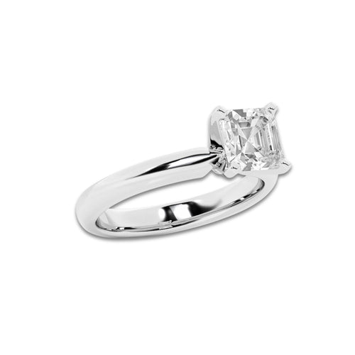 1.50 ctw Asscher Lab-Grown Diamond Minimalist Engagement Ring in 14K White Gold for Women | E Color, VS1 Clarity, IGI Certified
