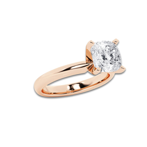 2.50 ctw Cushion Lab-Grown Diamond Minimalist Engagement Ring in 14K Rose Gold for Women | E Color, VS1 Clarity, IGI Certified