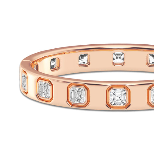 10 3/4 ctw Asscher Lab Grown Diamond Bangle Bracelet - 6 Inches 14K Rose Gold, DE, VS1