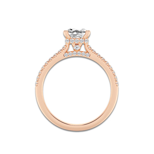 Shylin 1 1/3 ctw Asscher Lab Grown Diamond Hidden Halo Engagement Ring 14K Rose Gold, D, VVS | IGI Certified, 1 ct Center