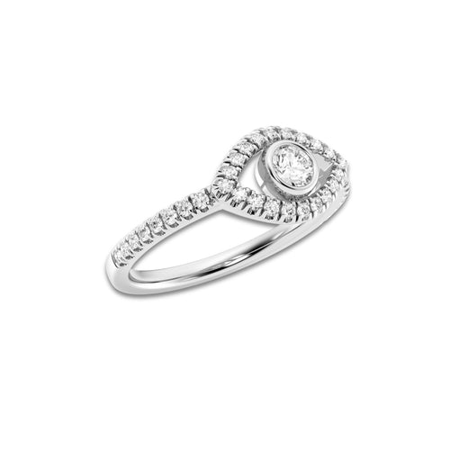1/2 ctw Round Lab Grown Diamond Evil Eye Ring Platinum, DE, VS1 | 1/5 ct Center