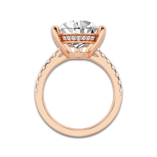 6.39 ctw Pear Lab-Grown Diamond Hidden Halo Side Stone Engagement Ring in 18K Rose Gold for Women | Colorless E, VS1 Clarity, IGI Certified 6.00 ct Center Diamond