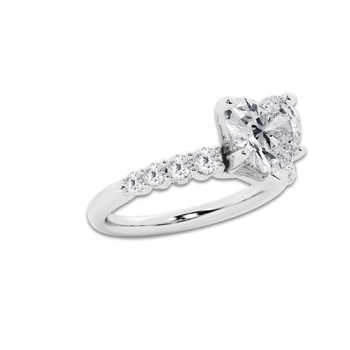 4.66 Ct Heart Lab-Grown Diamond Half Eternity Engagement Ring in Platinum for Female, Colorless (D), VVS1 Clarity | IGI Certified, 4.00 Ct Center Diamond