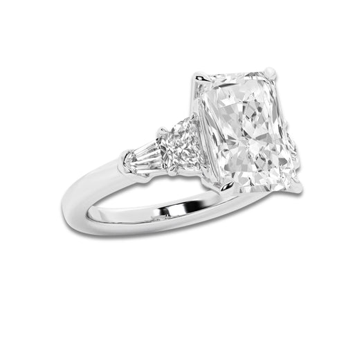 5 3/4 ctw Radiant Lab Grown Diamond Side Stone Engagement Ring Platinum, D, VVS | 5 ct Center