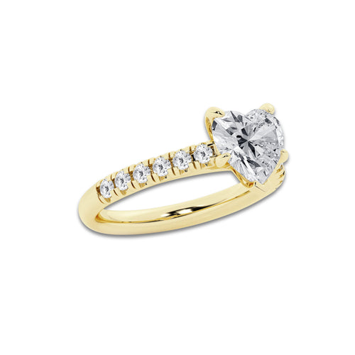 2.41 ctw Heart Lab-Grown Diamond Pave Engagement Ring in 14K Yellow Gold for Women | D Color, VVS1 Clarity, IGI Certified 2.00 ct Center Diamond