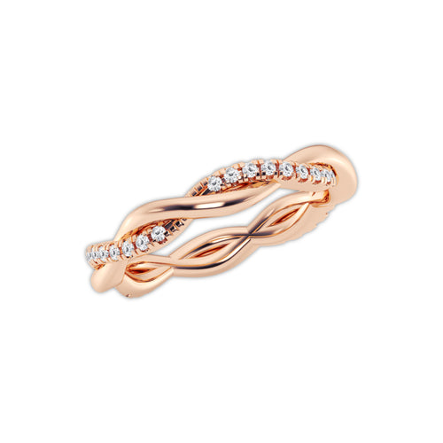 Fatima 1/4 ctw Round Lab Grown Diamond Petite Twist Eternity Band - 3mm Width 14K Rose Gold, DE, VS1