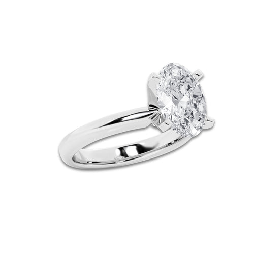 2.50 ctw Oval Lab-Grown Diamond Minimalist Engagement Ring in Platinum for Women | D Color, VVS1 Clarity, IGI Certified
