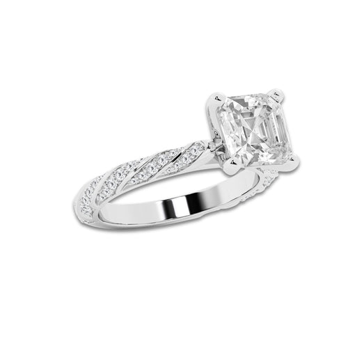 3.92 ctw Asscher Lab-Grown Diamond Twisted Band Engagement Ring in Platinum for Women | Colorless E, VS1 Clarity, IGI Certified 3.50 ct Center Diamond