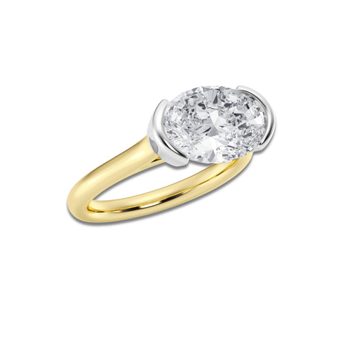 Siren 3 1/2 ctw Oval Lab Grown Diamond Solitaire Engagement Ring 14K Two-Tone White & Yellow Gold, D, VVS | IGI Certified, 3 1/2 ct Center