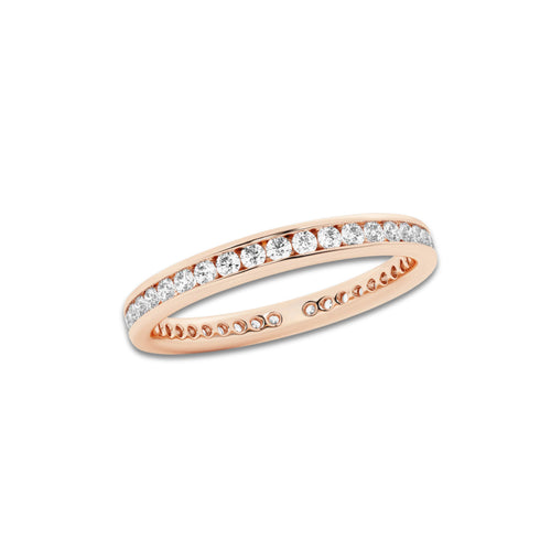 Nova 1 ctw Round Lab Grown Diamond Channel Set Eternity Band - 3mm Width 14K Rose Gold, DE, VS1
