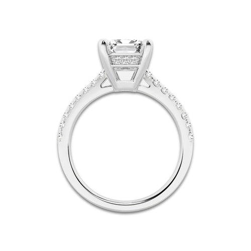 2.75 ctw Emerald Lab-Grown Diamond Hidden Halo Side Stone Engagement Ring in Platinum for Women | Colorless D, VVS1 Clarity, IGI Certified 2.50 ct Center Diamond
