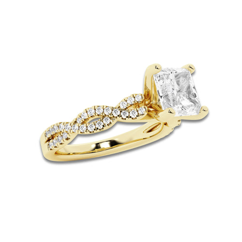 2.25 ctw Asscher Lab-Grown Diamond Twisted Shank Engagement Ring in 14K Yellow Gold for Women | D Color, VVS1 Clarity, IGI Certified 2.00 ct Center Diamond