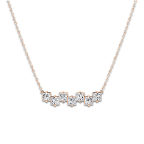 1 3/4 ctw Princess Lab Grown Diamond Stagger Seven Stone Pendant 14K Rose Gold, DE, VS1